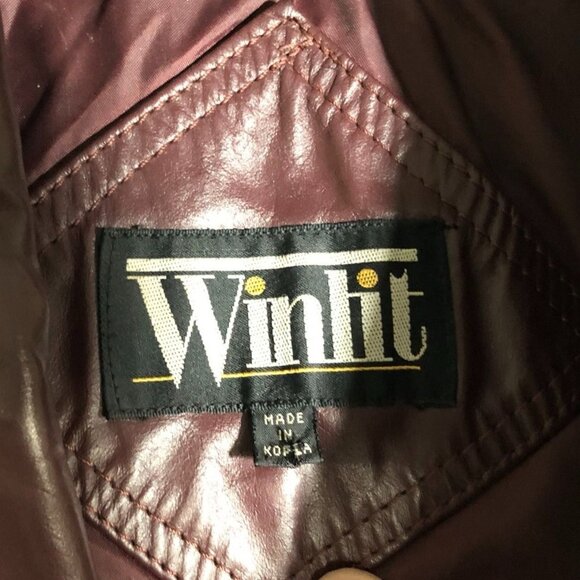 Winlit Women's Leather Blazer Jacket Size 15-16 Red Button Front Y2K - Picture 11 of 16